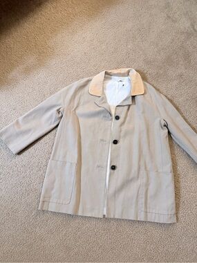 Sandro Beige Leather-Trim Jacket